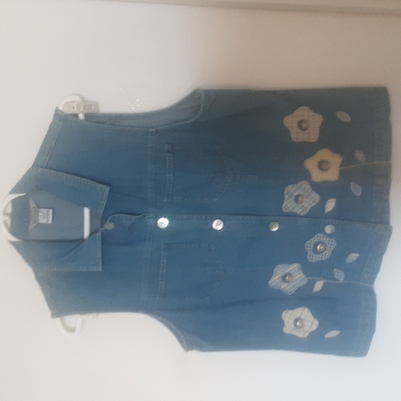 Vintage Stonebridge Applique Floral Farmhouse Vest Sz M - Picture 1 of 7